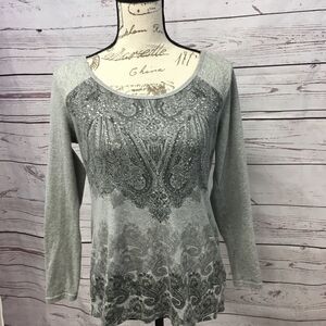 A159-Style and Co long sleeve grey shirt‎